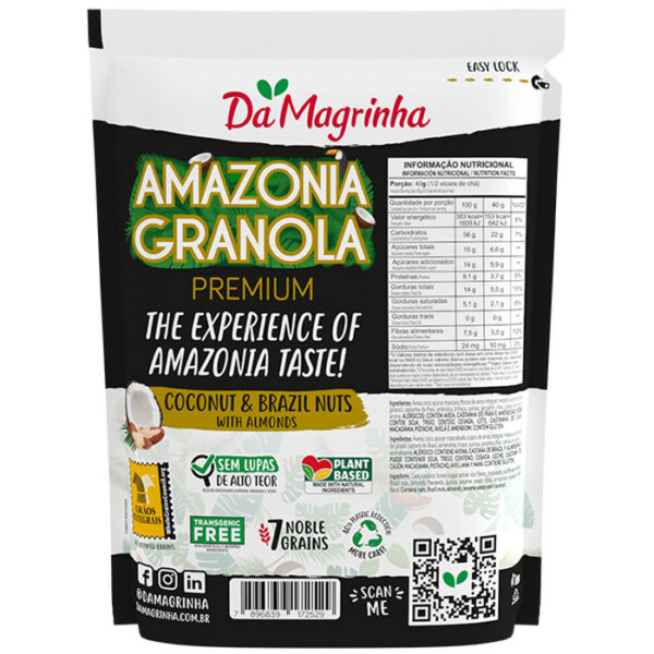 GRANOLA AMAZONIA PREMIUM 7 GRÃOS 750G - COCONUT & BRAZIL NUT